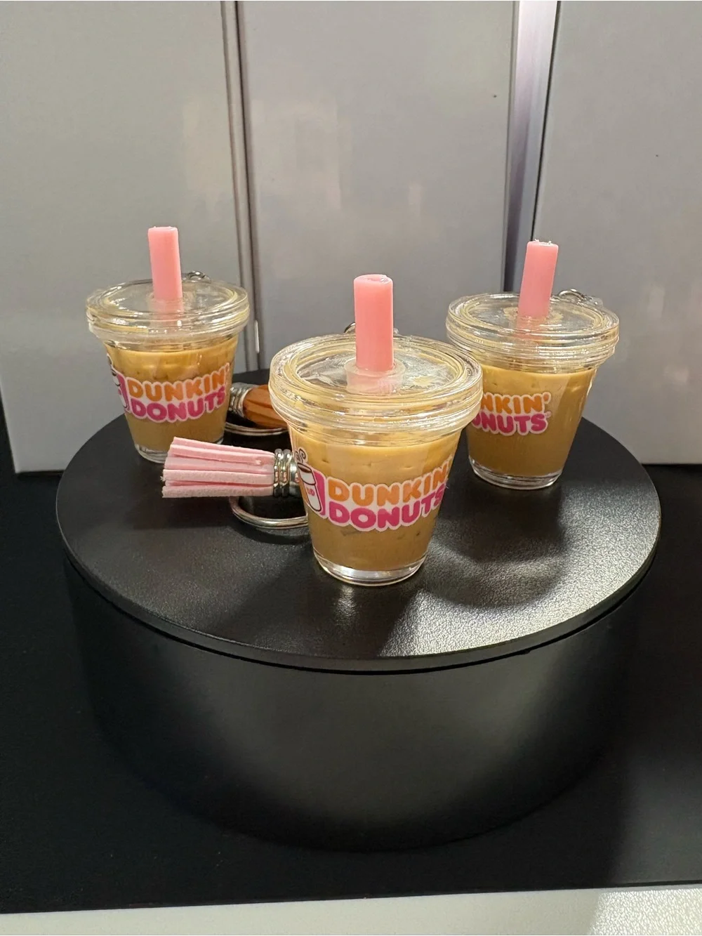 Dunkin' Donuts Iced Coffee Keychain Trio - Pink Straw 10.00 each or all 3 for 25